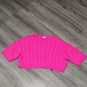 Hot Pink Cropped Knit Love Sense Sweater
